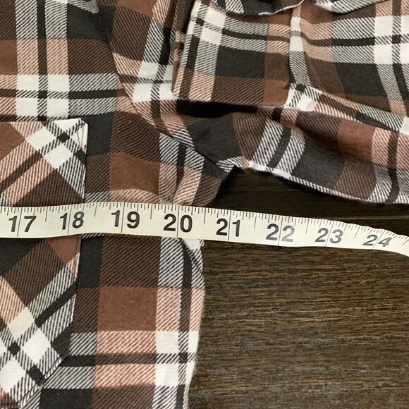 Vintage Sears Perma Prest Flannel Button Shirt Mens Medium Plaid Brown 80s - Picture 7 of 12